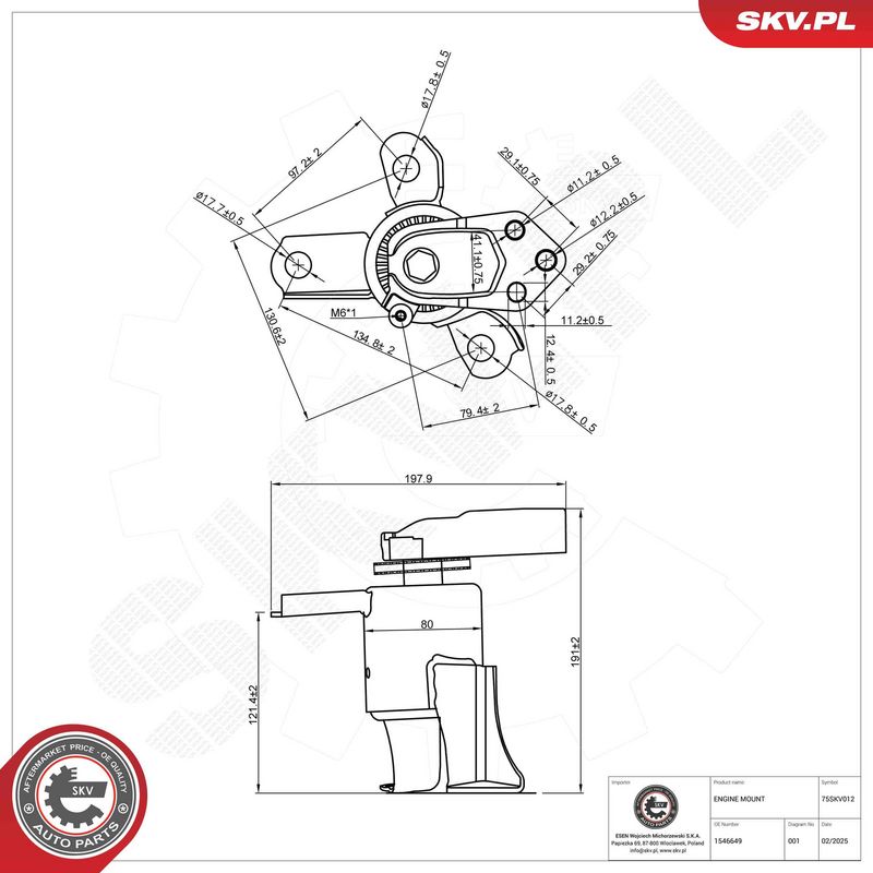 Paigutus, Mootor, ESEN SKV 75SKV012