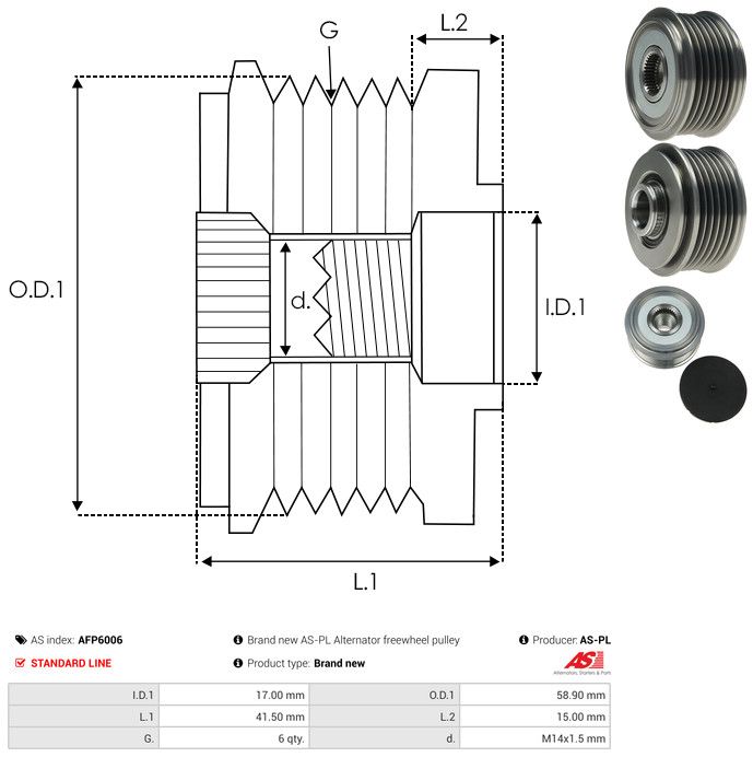 AS-PL AFP6006 Alternator Freewheel Clutch