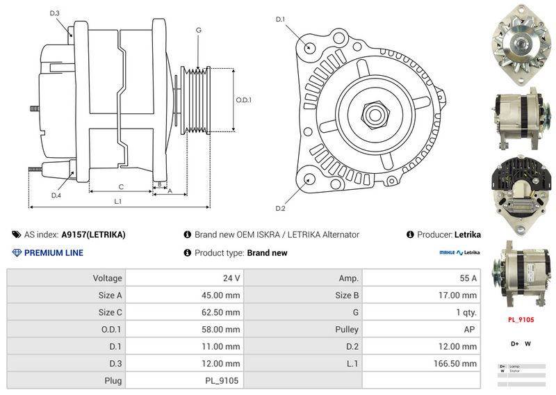 AS-PL A9157(LETRIKA) Alternator