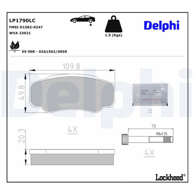 DELPHI LP1790LC - Stabdžių kaladėlių komplektas