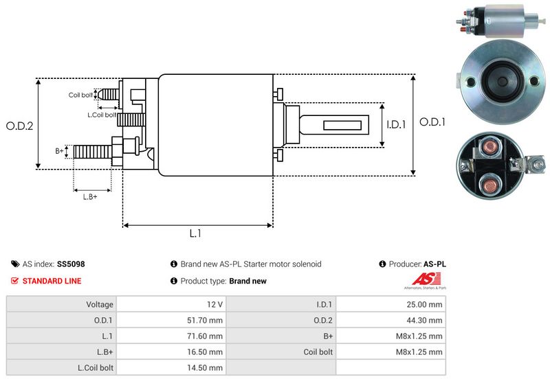 Magnetlülitus, starter, AS-PL SS5098