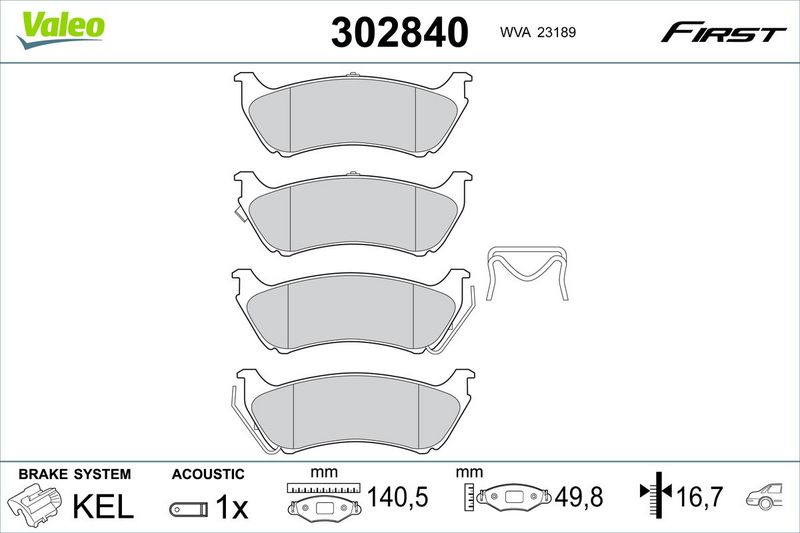 Valeo Brake Pad Set, disc brake 302840