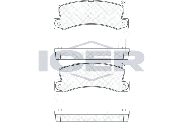 Комплект гальмівних накладок, дискове гальмо, Icer 180734