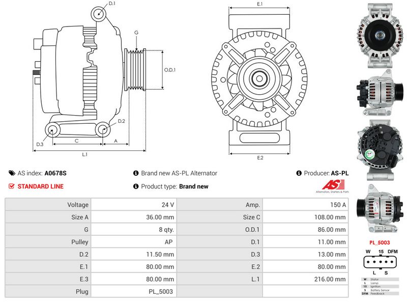 AS-PL A0678S Alternator