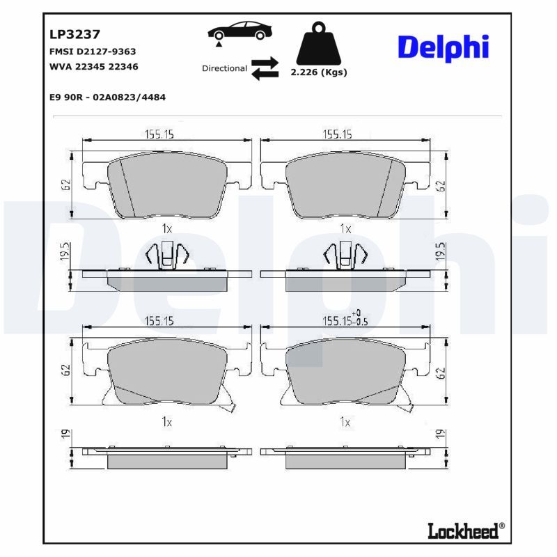 Piduriklotsi komplekt, ketaspidur, DELPHI LP3237