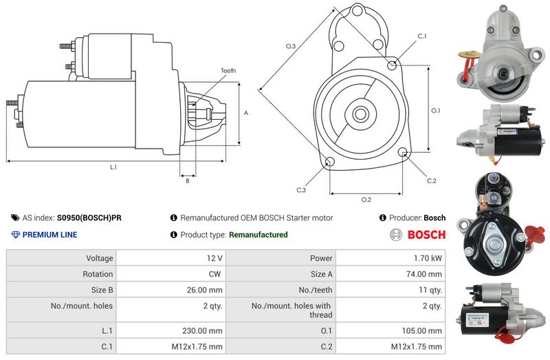 AS-PL S0950(BOSCH)PR Starter