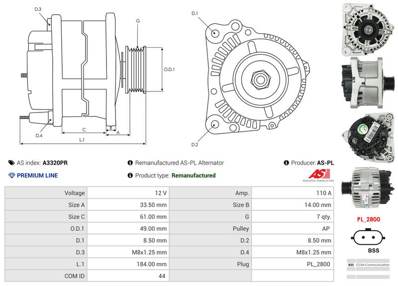 AS-PL A3320PR Alternator