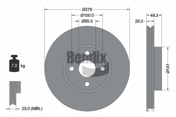 BENDIX Braking féktárcsa BDS2087