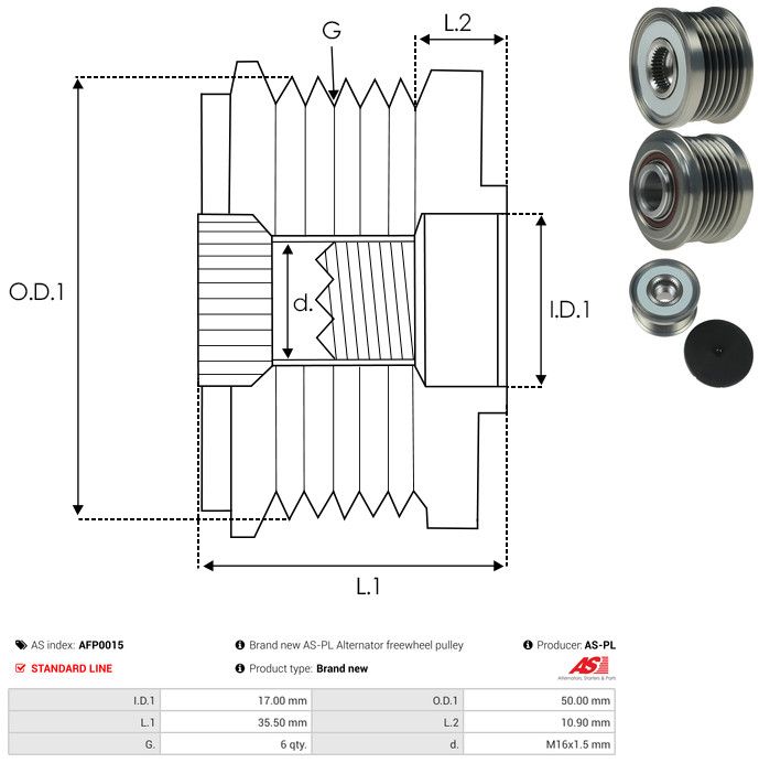 AS-PL AFP0015 Alternator Freewheel Clutch