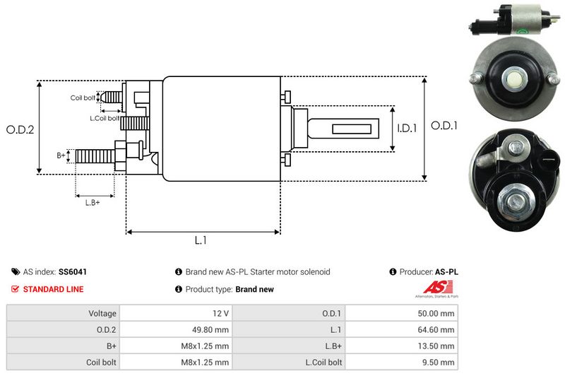 AS-PL SS6041 Solenoid Switch, starter