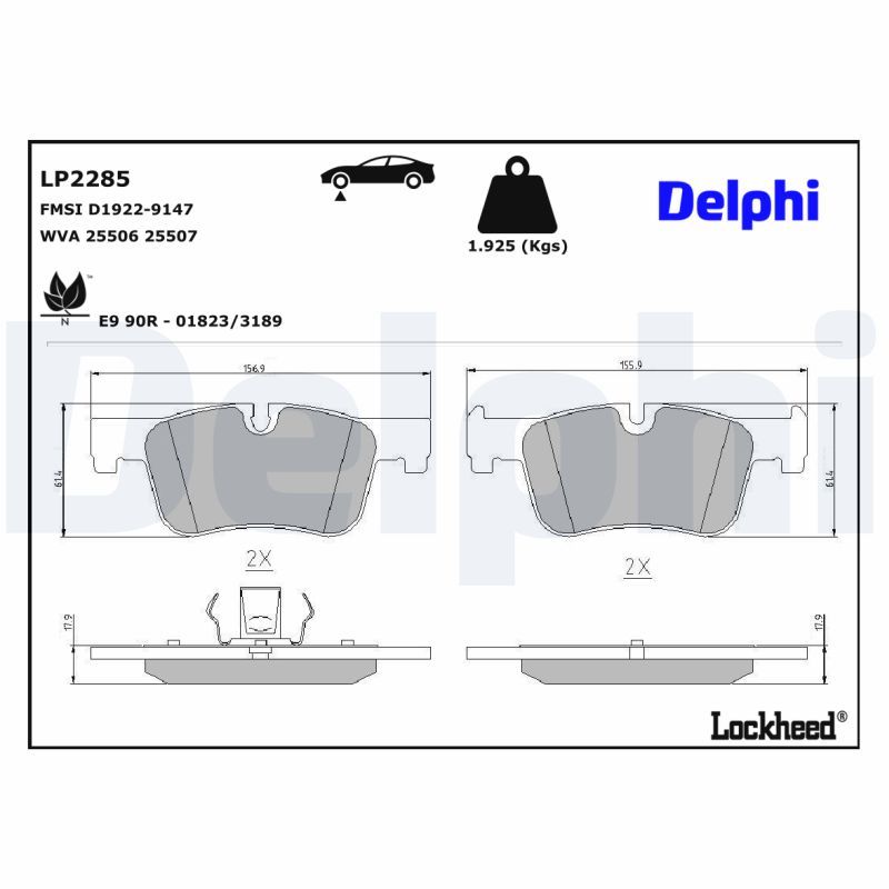 DELPHI LP2285 Brake Pad Set, disc brake