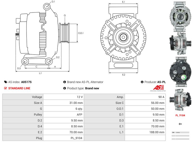 AS-PL A0517S Alternator