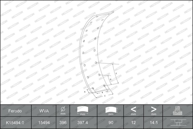 Set garnituri de frictiune, frana tambur K15494.0-F3532 FERODO
