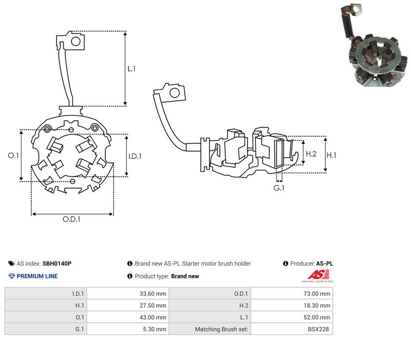 AS-PL SBH0140P Holder, carbon brushes