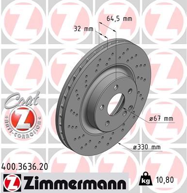 Гальмівний диск, Zimmermann 400.3636.20