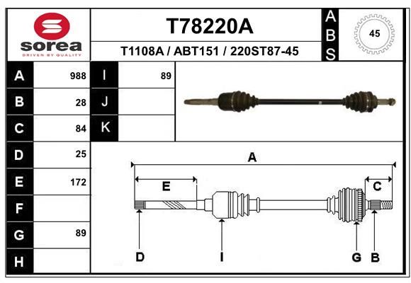 EAI hajtótengely T78220A