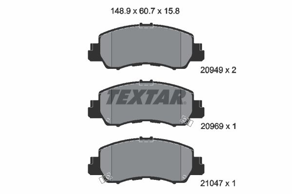 Комплект гальмівних накладок, дискове гальмо, Textar 2094901