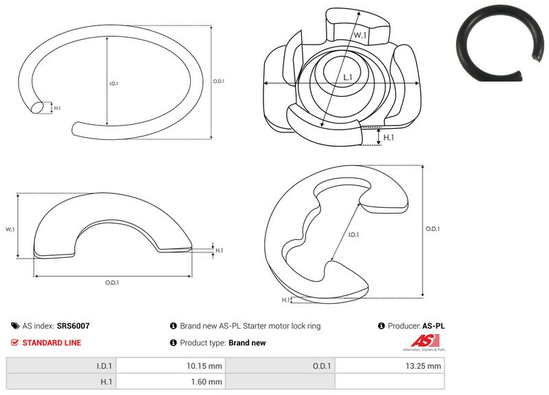 Remondikomplekt, Starter, AS-PL SRS6007