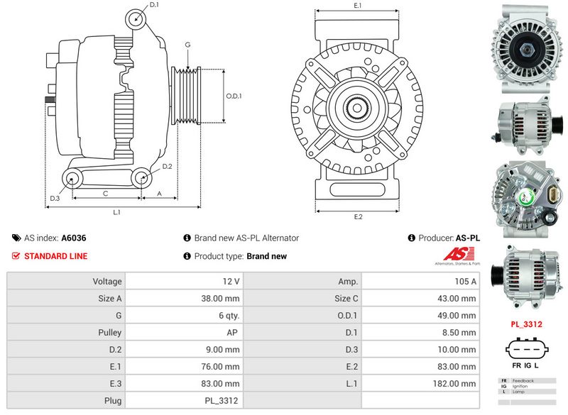 AS-PL A6036 Alternator