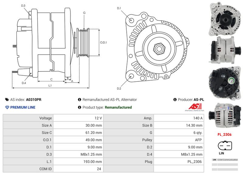 AS-PL A0310PR Alternator
