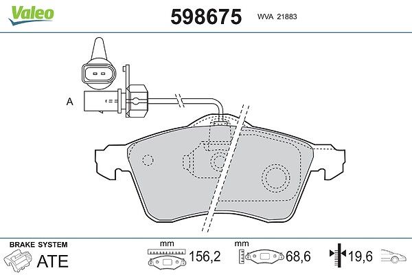 комплект спирачно феродо, дискови спирачки VALEO