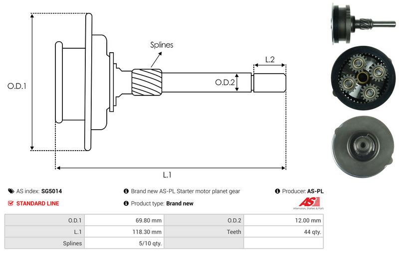 AS-PL SG5014 Ring Gear, planetary gearbox (starter)