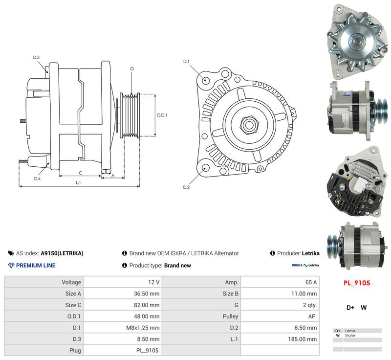 AS-PL A9150(LETRIKA) Alternator