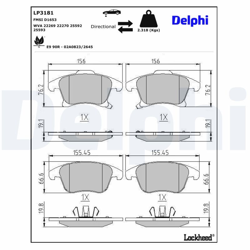 DELPHI LP3181 Brake Pad Set, disc brake