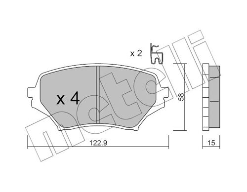 Комплект гальмівних накладок, дискове гальмо, Metelli 22-0870-0