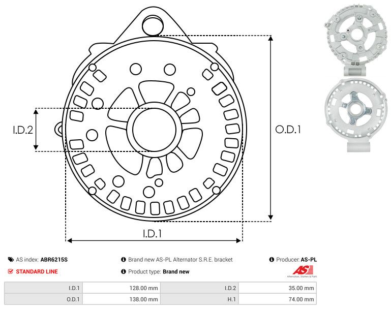 Kaitsekate, generaator, AS-PL ABR6215S