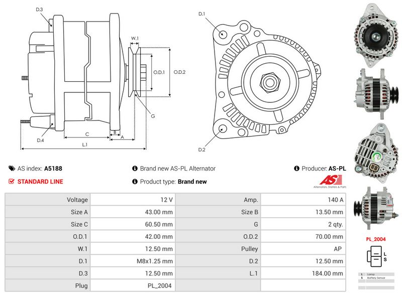 AS-PL A5188 Alternator