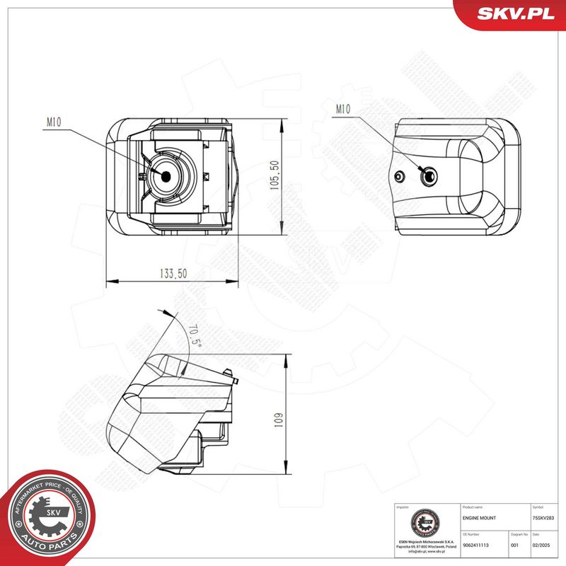 Paigutus, Mootor, ESEN SKV 75SKV283