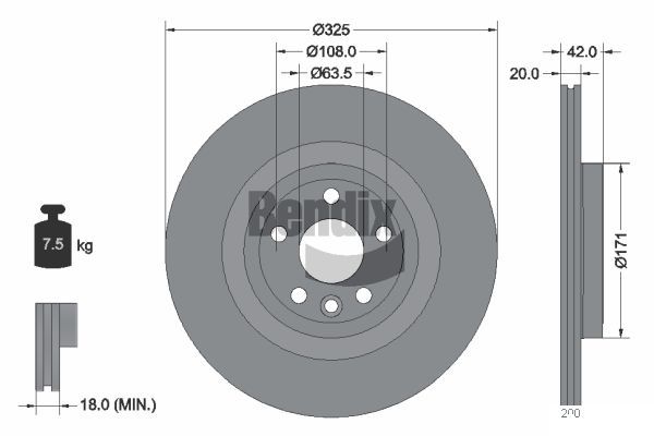 BENDIX Braking féktárcsa BDS1611HC