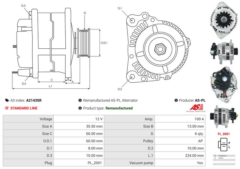 AS-PL A2143SR Alternator