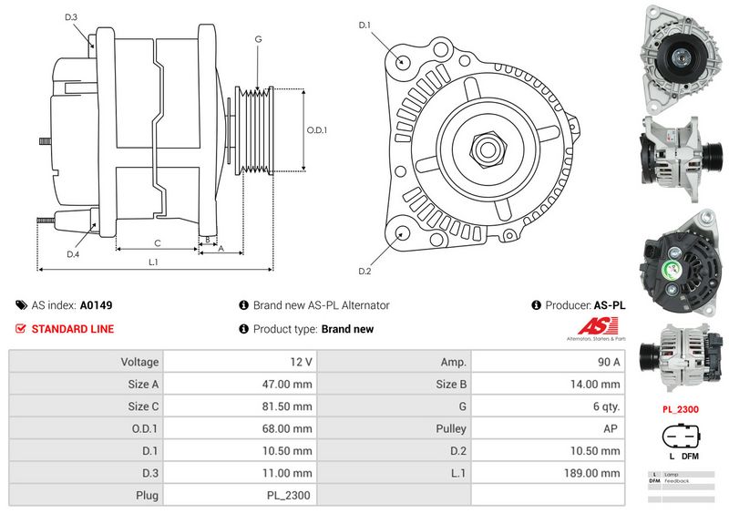 AS-PL A0149 Alternator