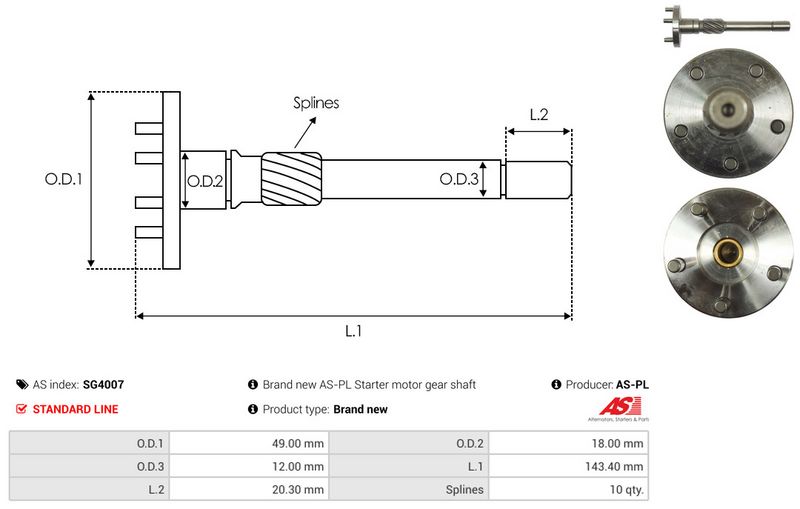 Remondikomplekt, Starter, AS-PL SG4007