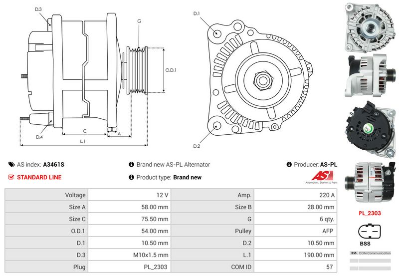 AS-PL A3461S Alternator