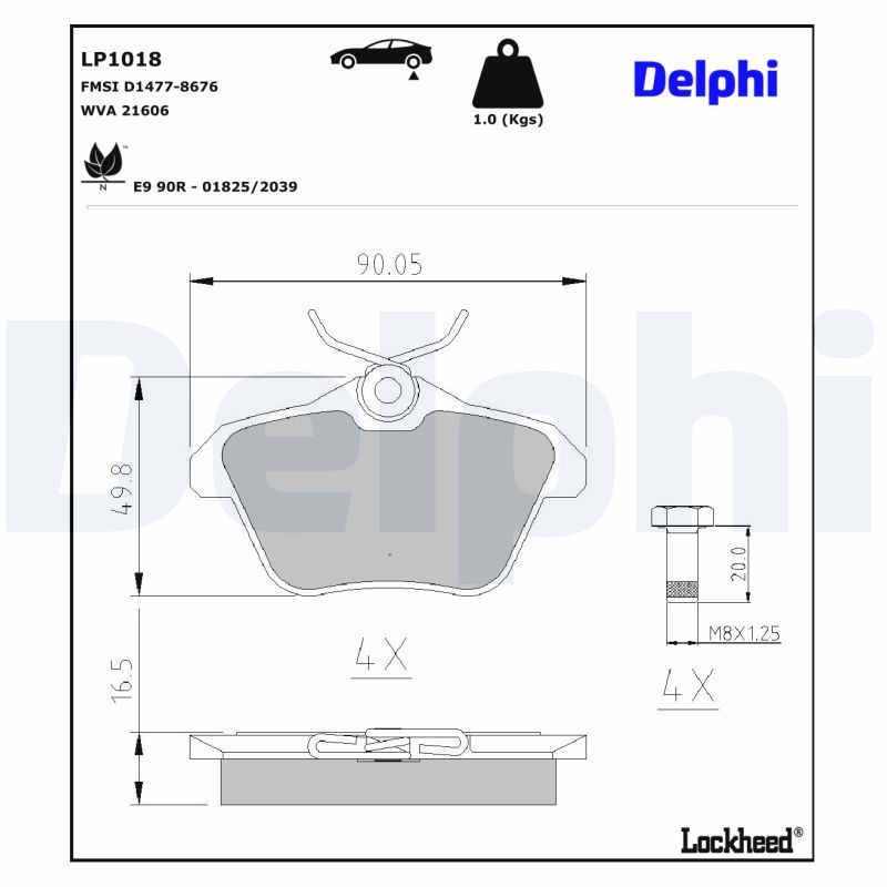BREMSBELAGSATZ SCHEIBENBREMSE DELPHI LP1018 0