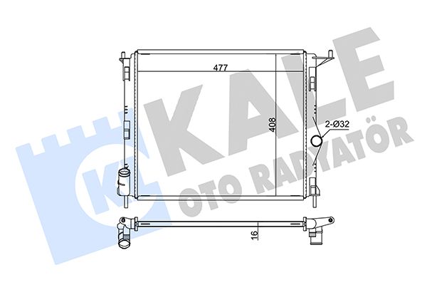Радіатор, система охолодження двигуна, Kale Oto Radyatör 346010