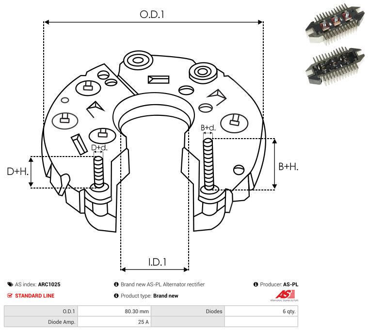 AS-PL ARC1025 Rectifier, alternator