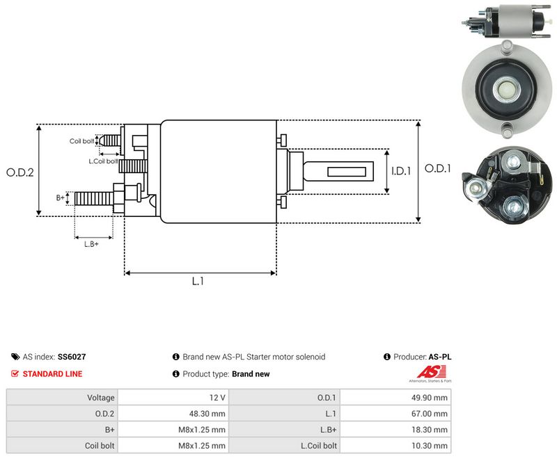Magnetlülitus, starter, AS-PL SS6027