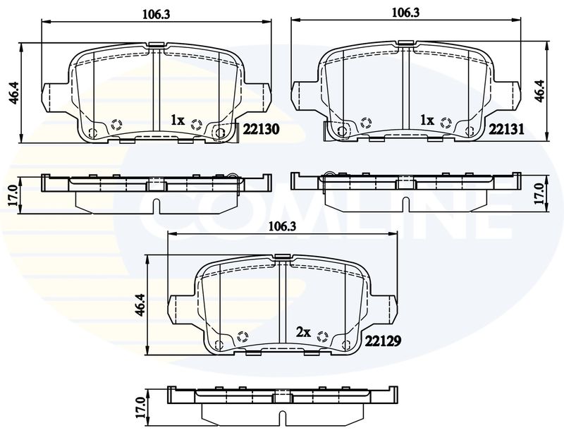 Комплект гальмівних накладок, дискове гальмо, Comline CBP32307