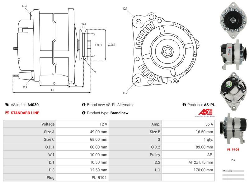 AS-PL A4030 Alternator