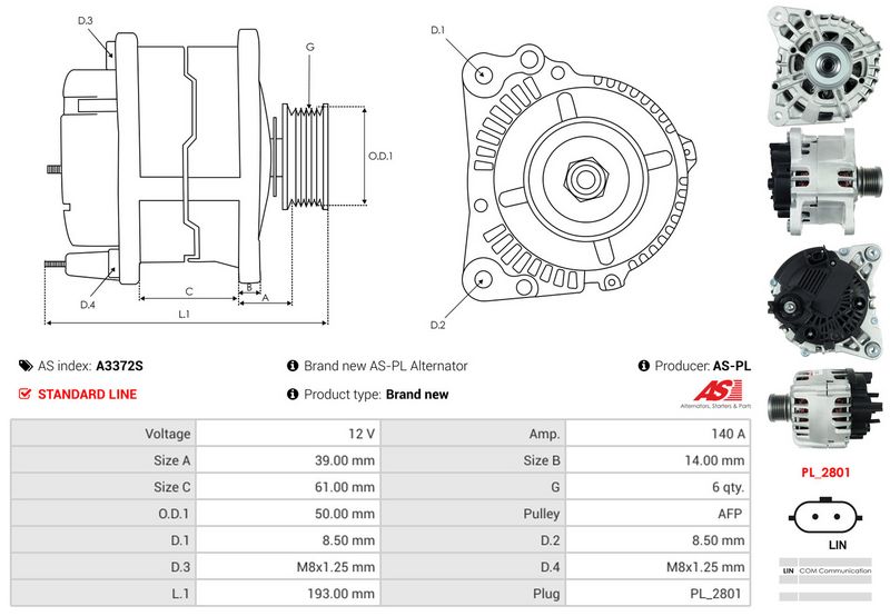 AS-PL A3372S Alternator