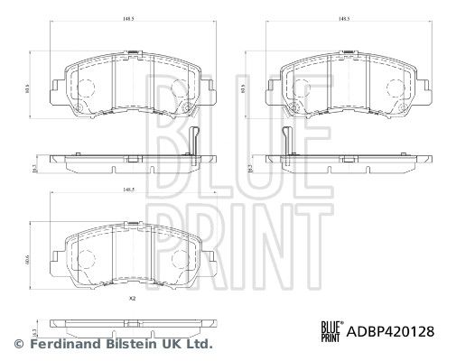 Комплект гальмівних накладок, дискове гальмо, Blue Print ADBP420128