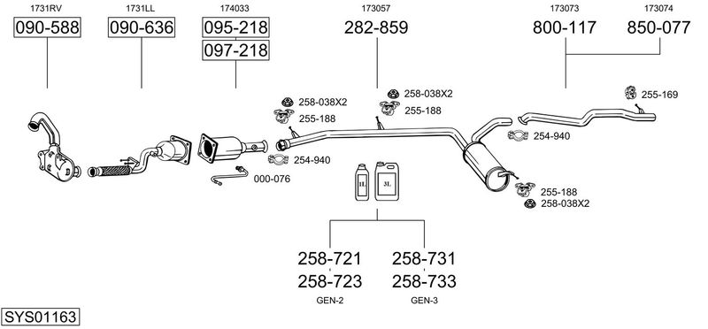 BOSAL kipufogórendszer SYS01163