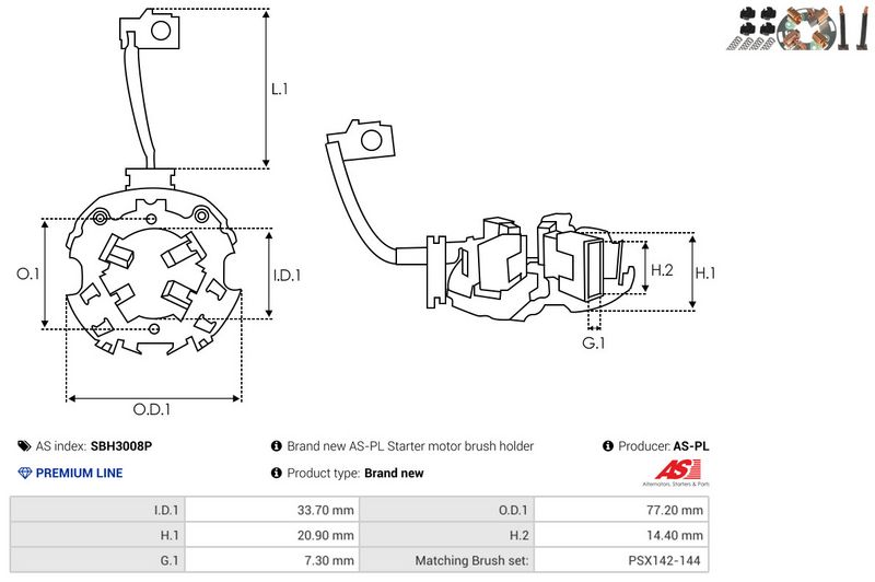 AS-PL SBH3008P Holder, carbon brushes