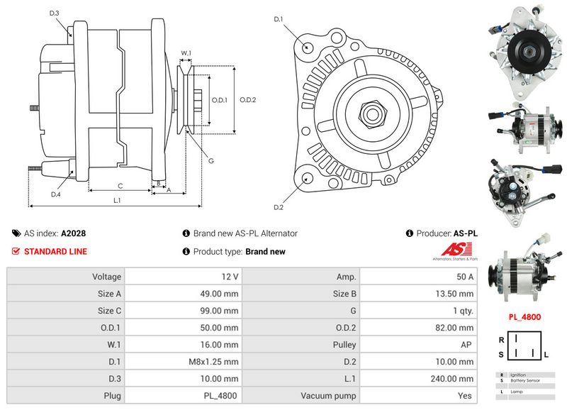 AS-PL A2028 Alternator