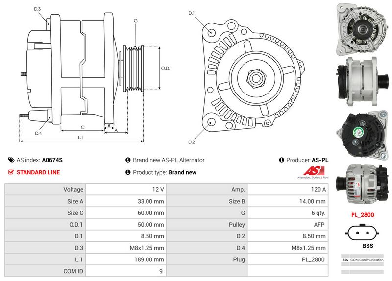 AS-PL A0674S Alternator