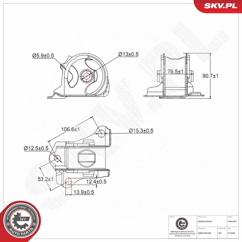 ESEN SKV 75SKV457 Mounting, engine